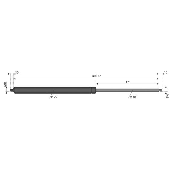 Plynová vzpěra AL-KO  410mm,  900N, M8-M8, 10/22